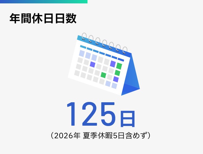 年間休日日数125日（2026年 夏季休暇5日含めず）